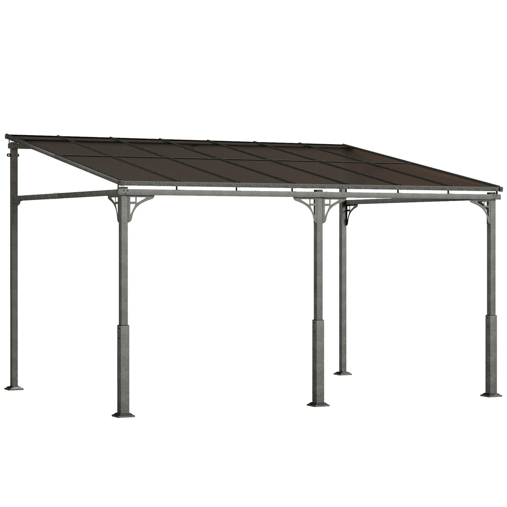 13' x 10' Lean-to Gazebo with Polycarbonate Roof, Brown
