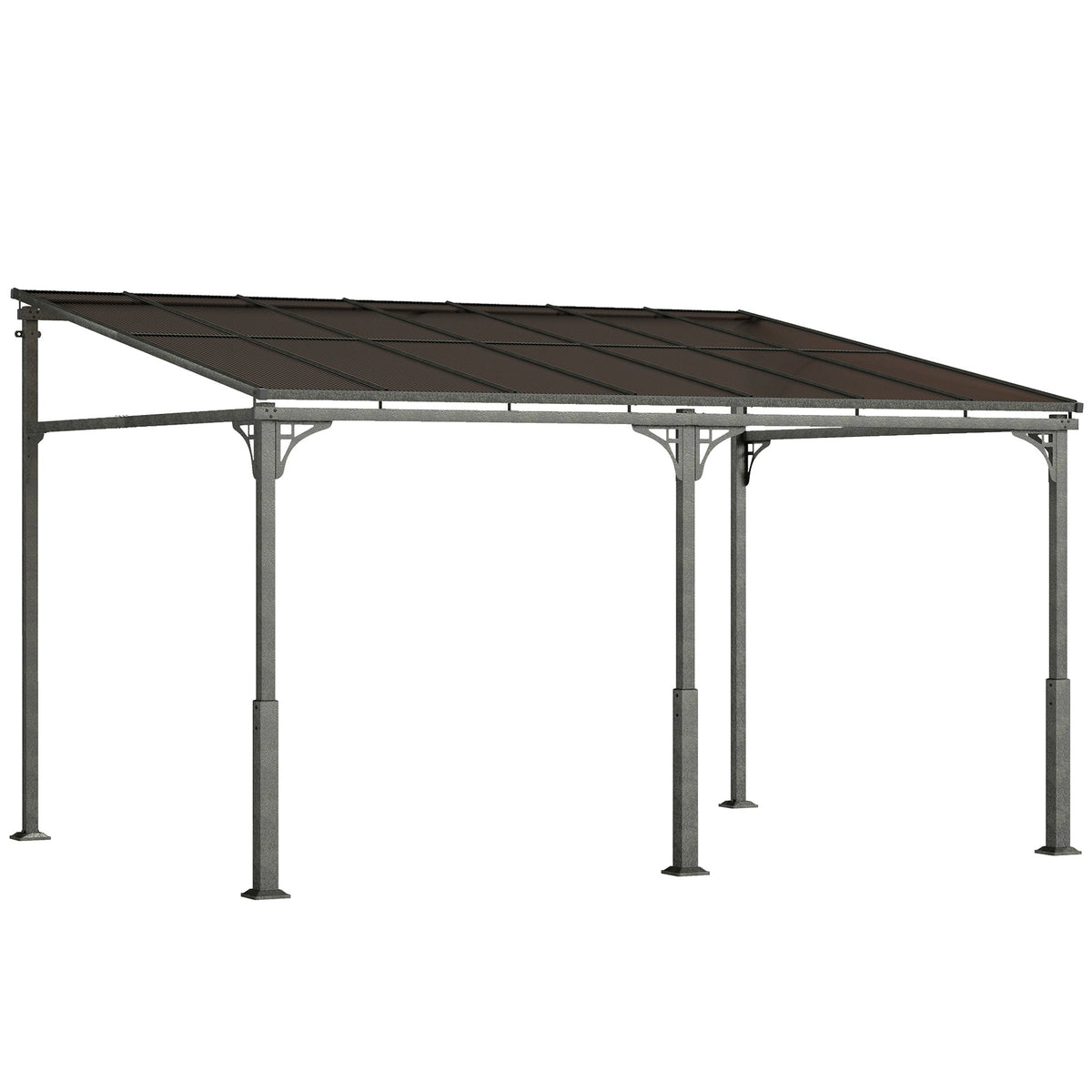 13' x 10' Lean-to Gazebo with Polycarbonate Roof, Brown