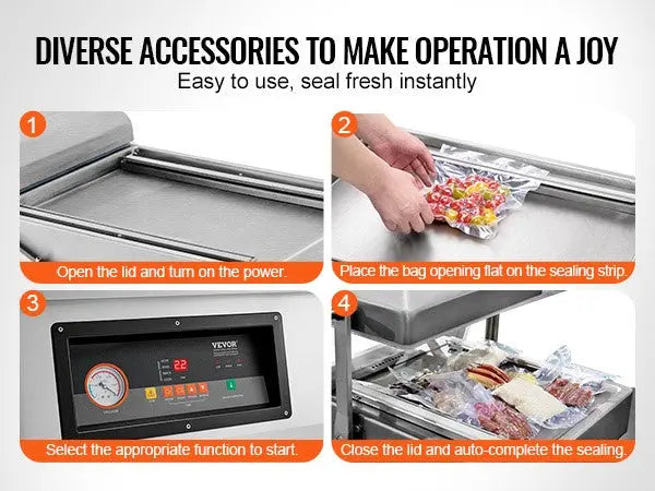 23.62" Sealing Length Chamber Vacuum Sealer, 1200W, Ideal for Wet Foods & Meats, Compact Design for Home & Commercial Use, DOBA-VS23