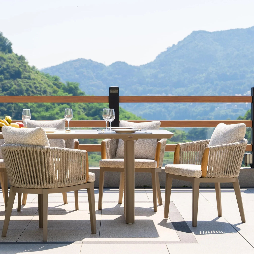 PURPLE LEAF Hailar Outdoor Dining Set for Family, Aluminum Outdoor Patio Table and Chairs Set with Olefin Cushions, Patio Furniture Set for Garden or Deck