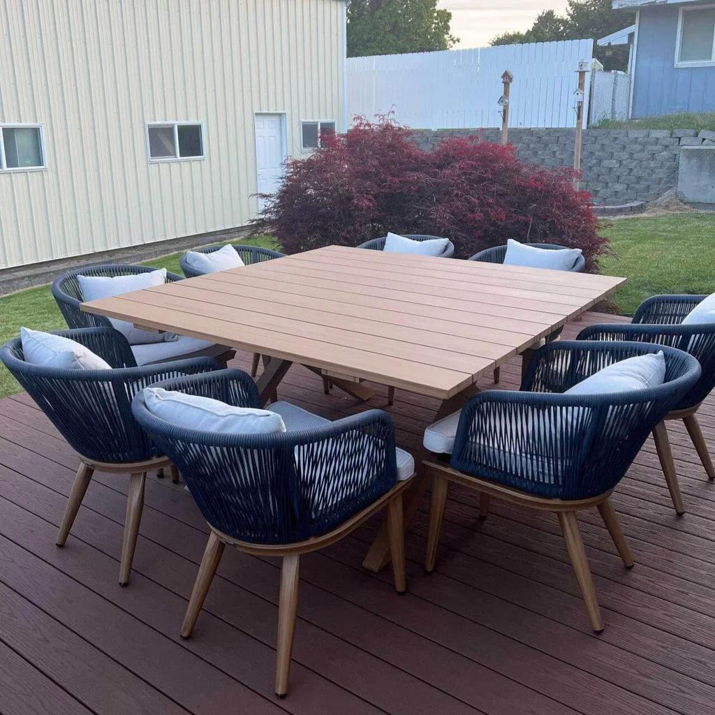 PURPLE LEAF Teak Patio Dining Set with Cushions and Pillow All-Weather Wicker Patio Table Set for Garden, Deck, and Yard