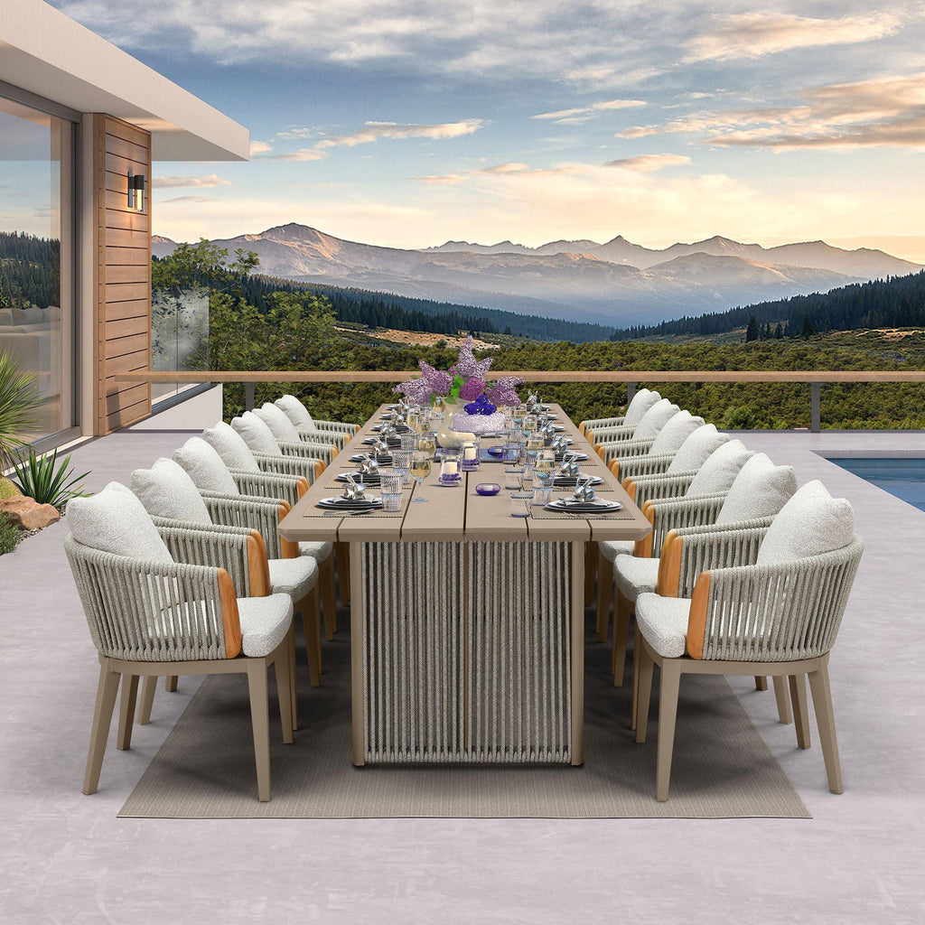PURPLE LEAF Hailar Outdoor Dining Set for Family, Aluminum Outdoor Patio Table and Chairs Set with Olefin Cushions, Patio Furniture Set for Garden or Deck