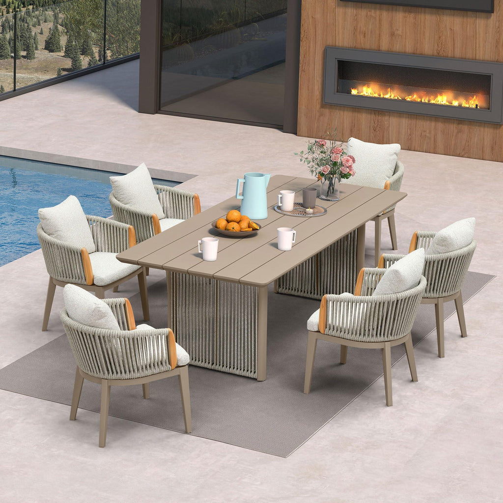 PURPLE LEAF Hailar Outdoor Dining Set for Family, Aluminum Outdoor Patio Table and Chairs Set with Olefin Cushions, Patio Furniture Set for Garden or Deck