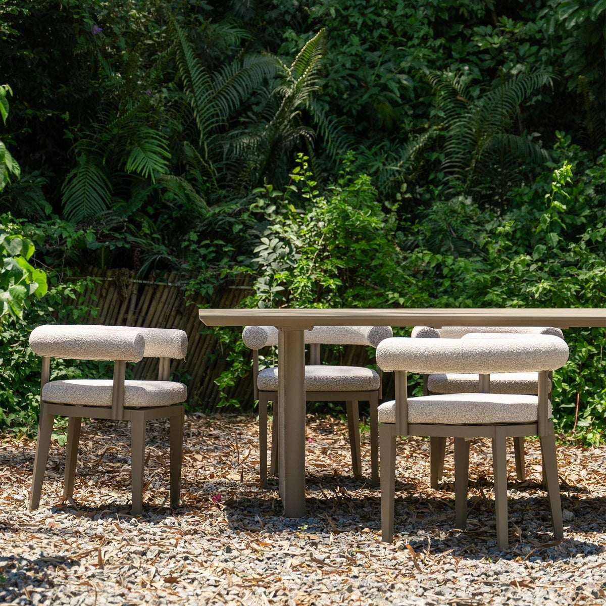 PURPLE LEAF Provence Patio Dining Set Luxury Modern Conversation Set Aluminum Large Rectangle Dining Table and Chairs with Olefin Cushion Outdoor Furniture Set for Garden Porch Deck Backyard