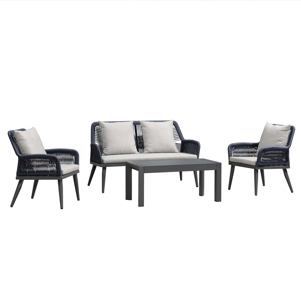 PURPLE LEAF Rivra 4-Piece Patio Conversation Set with Wicker Chairs and Thick Sofa Cushions for Garden