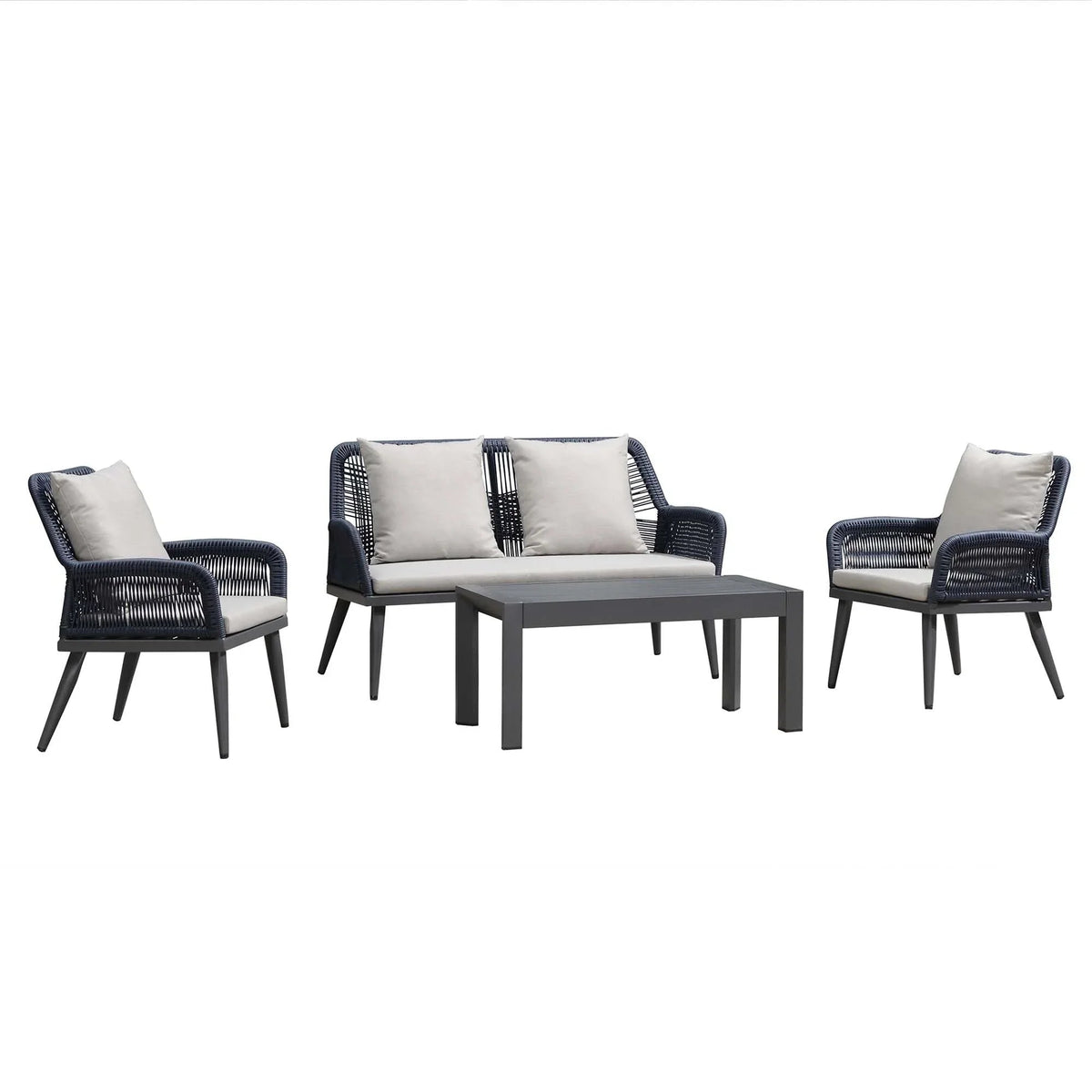 PURPLE LEAF Rivra 4-Piece Patio Conversation Set with Wicker Chairs and Thick Sofa Cushions for Garden