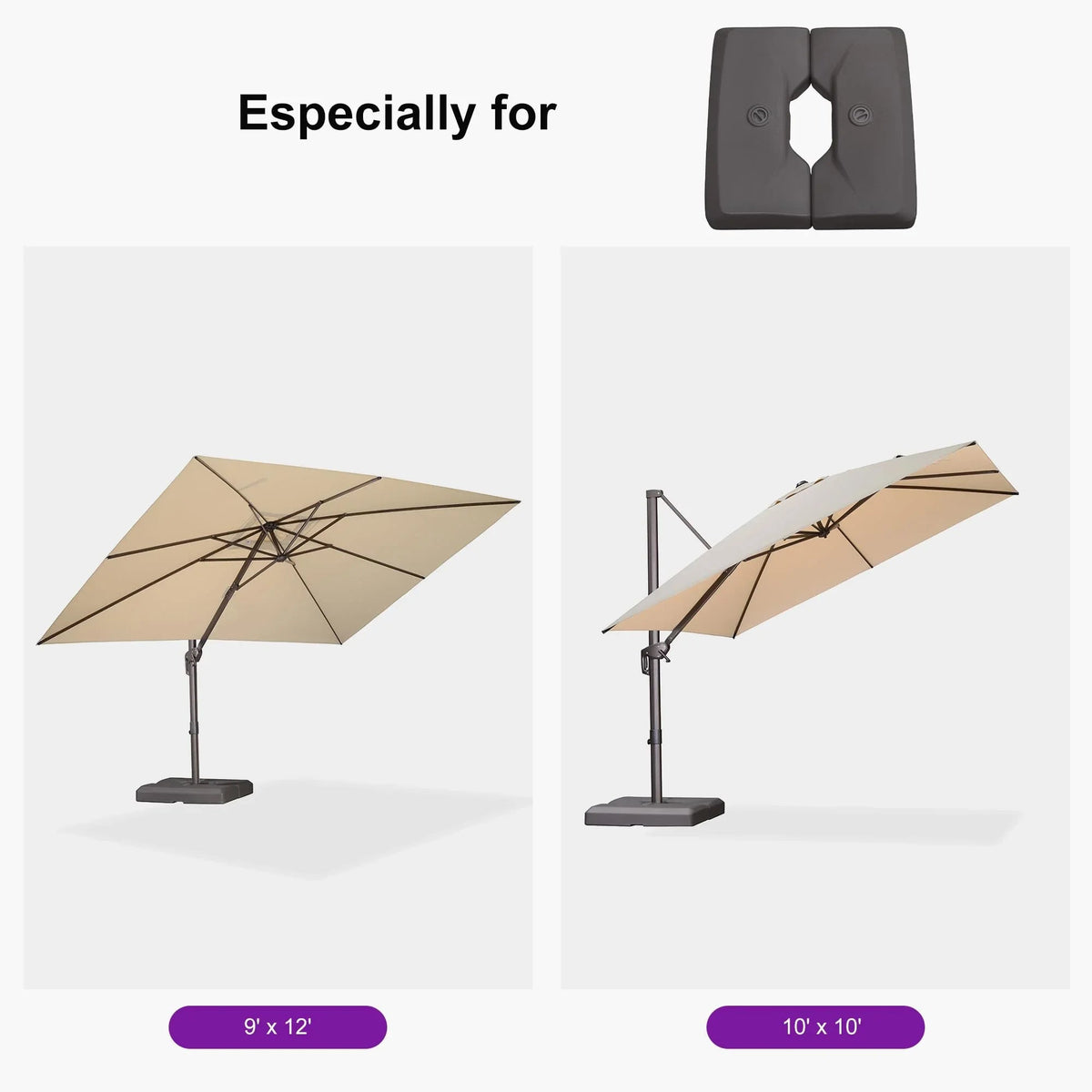 PURPLE LEAF Cantilever Umbrella Weighted Base ZY02XGTBS-90