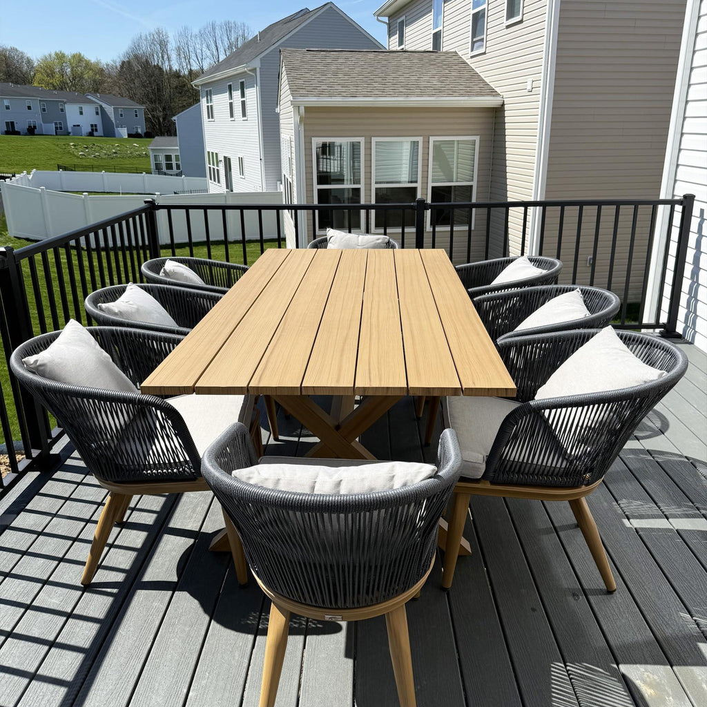 PURPLE LEAF Teak Patio Dining Set with Cushions and Pillow All-Weather Wicker Patio Table Set for Garden, Deck, and Yard