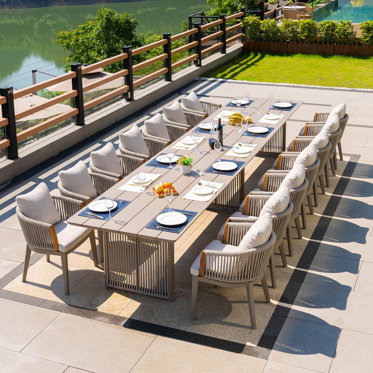 PURPLE LEAF Hailar Outdoor Dining Set for Family, Aluminum Outdoor Patio Table and Chairs Set with Olefin Cushions, Patio Furniture Set for Garden or Deck