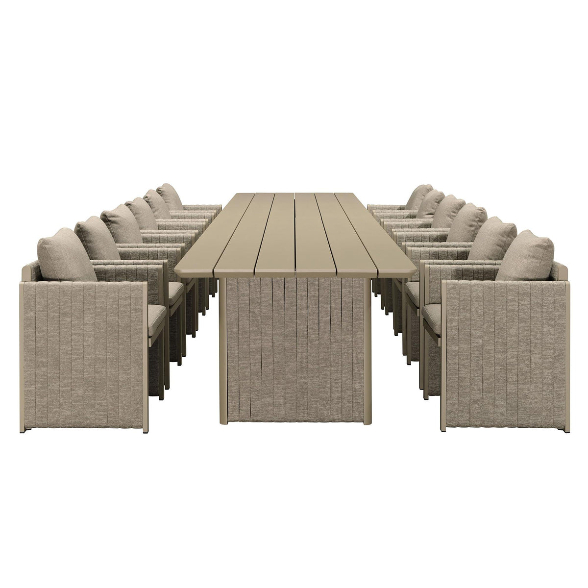 PURPLE LEAF Sanori Patio Dining Set Modern Large Weather-Resistant Table and Aluminum Chairs with Cushions for Garden Beige