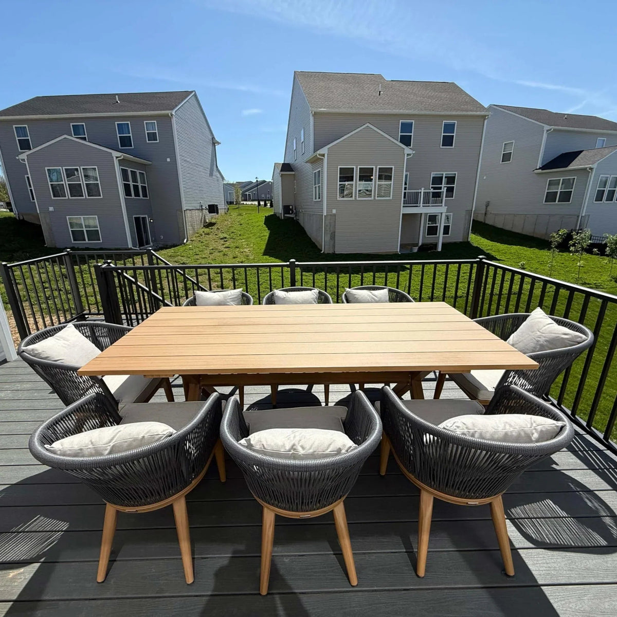 PURPLE LEAF Teak Patio Dining Set with Cushions and Pillow All-Weather Wicker Patio Table Set for Garden, Deck, and Yard