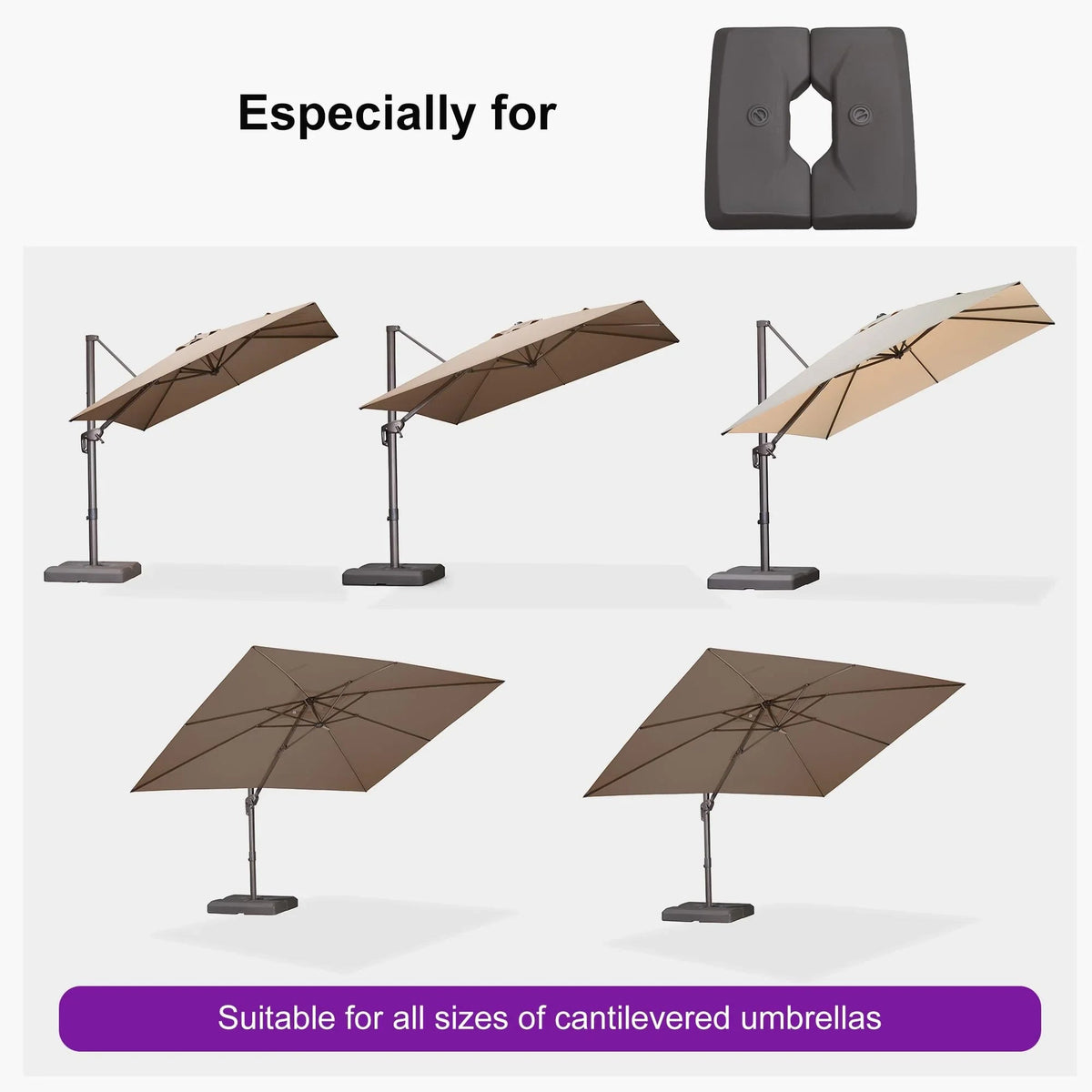 PURPLE LEAF OPEN BOX Bronze Aluminum Frame Cantilever Umbrella Weighted Base ZY02XGTBS-120