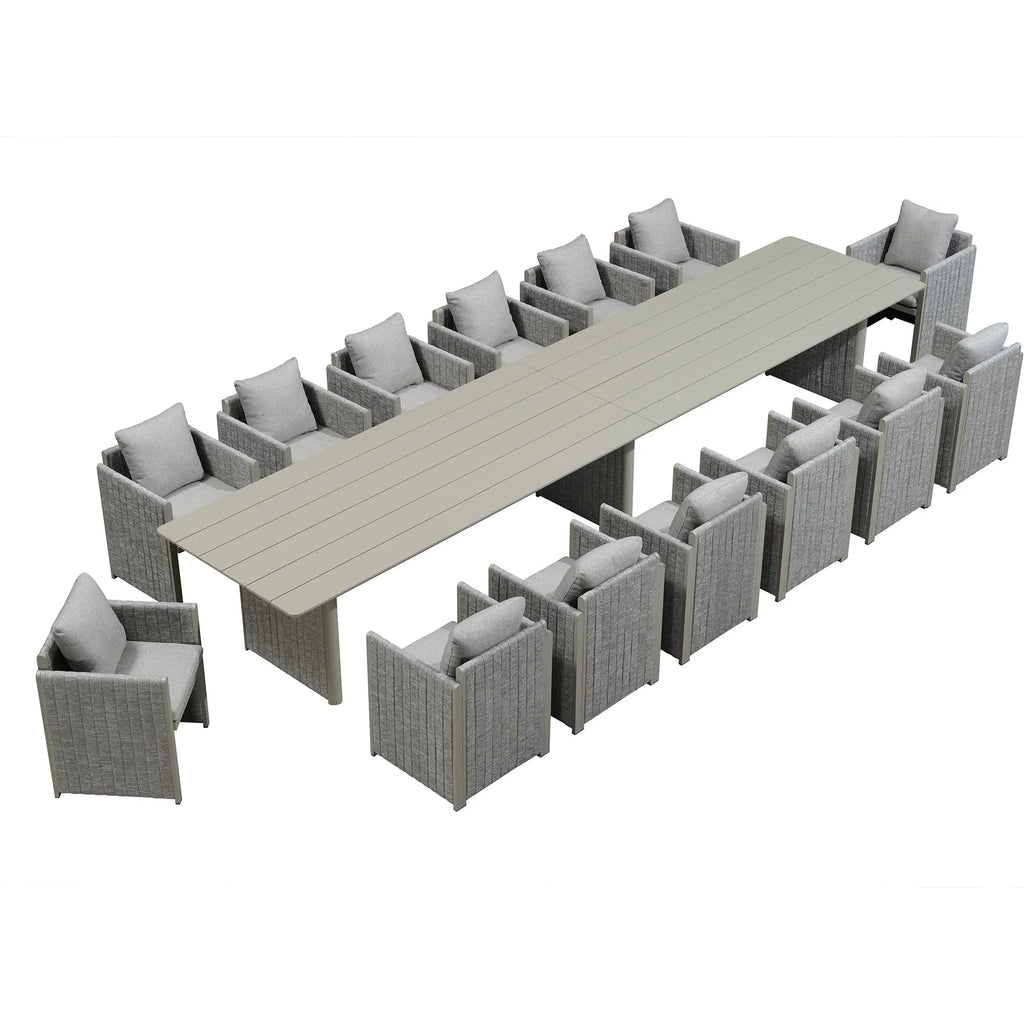 PURPLE LEAF Sanori Patio Dining Set Modern Large Weather-Resistant Table and Aluminum Chairs with Cushions for Garden Beige