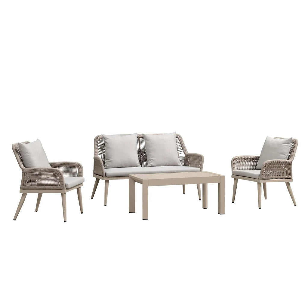 PURPLE LEAF Rivra 4-Piece Patio Conversation Set with Wicker Chairs and Thick Sofa Cushions for Garden