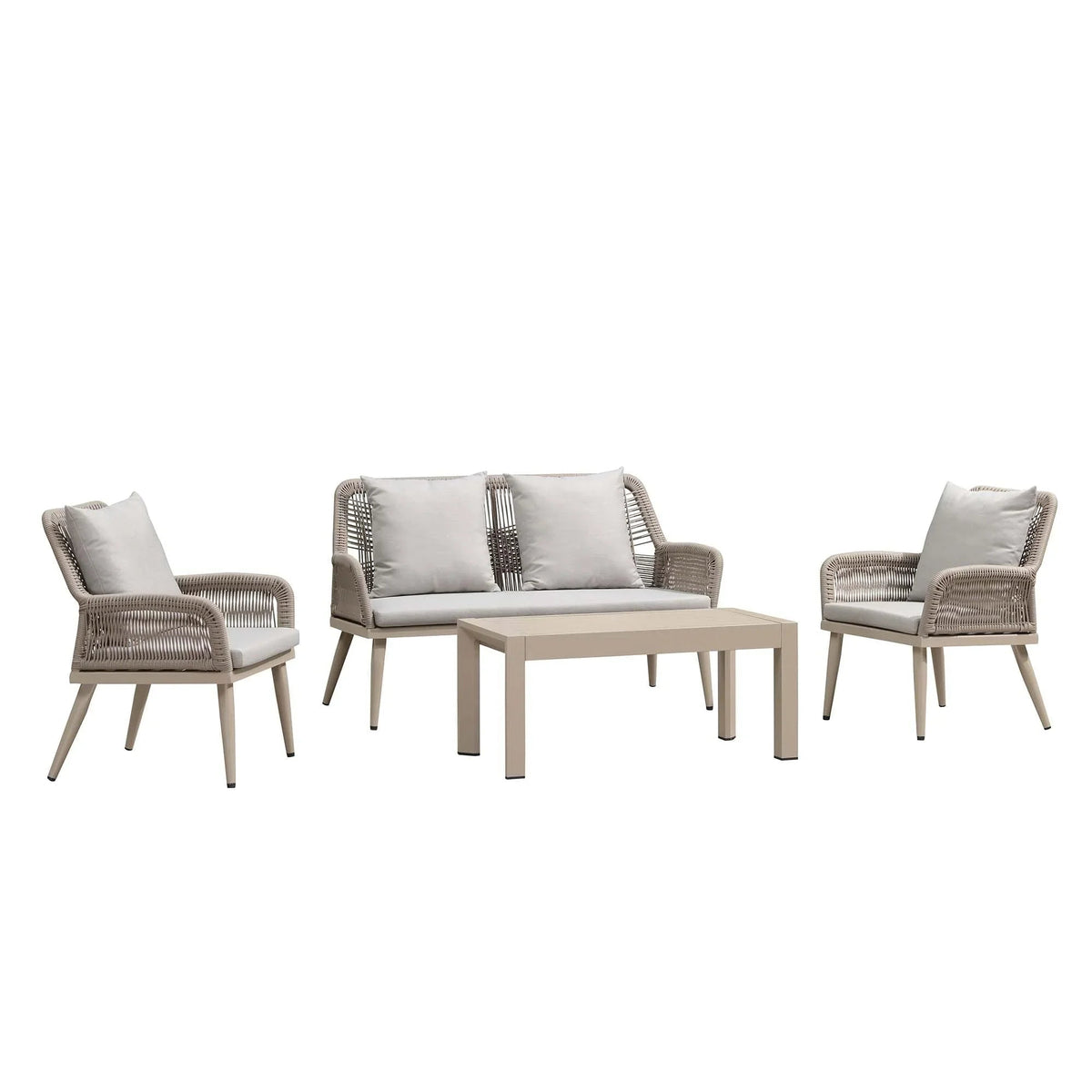 PURPLE LEAF Rivra 4-Piece Patio Conversation Set with Wicker Chairs and Thick Sofa Cushions for Garden