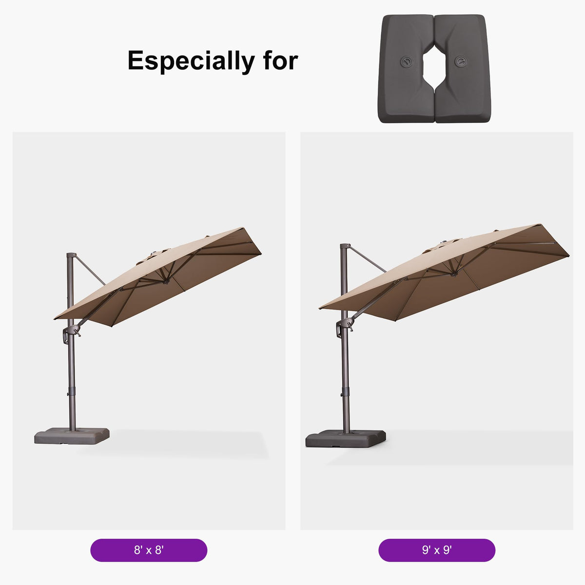 PURPLE LEAF Bronze Aluminum Frame Cantilever Umbrella Weighted Base ZY02XGTBS-75