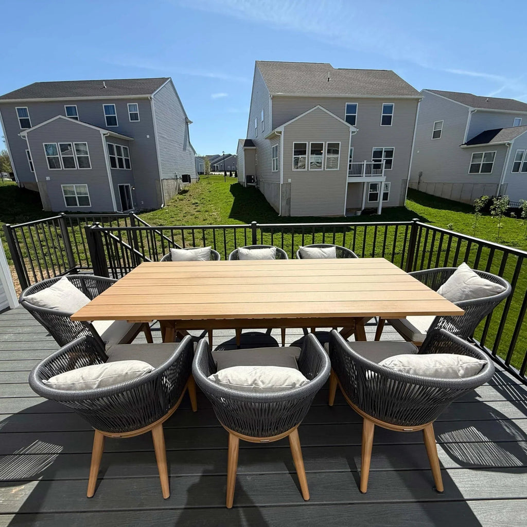PURPLE LEAF Teak Patio Dining Set with Cushions and Pillow All-Weather Wicker Patio Table Set for Garden, Deck, and Yard