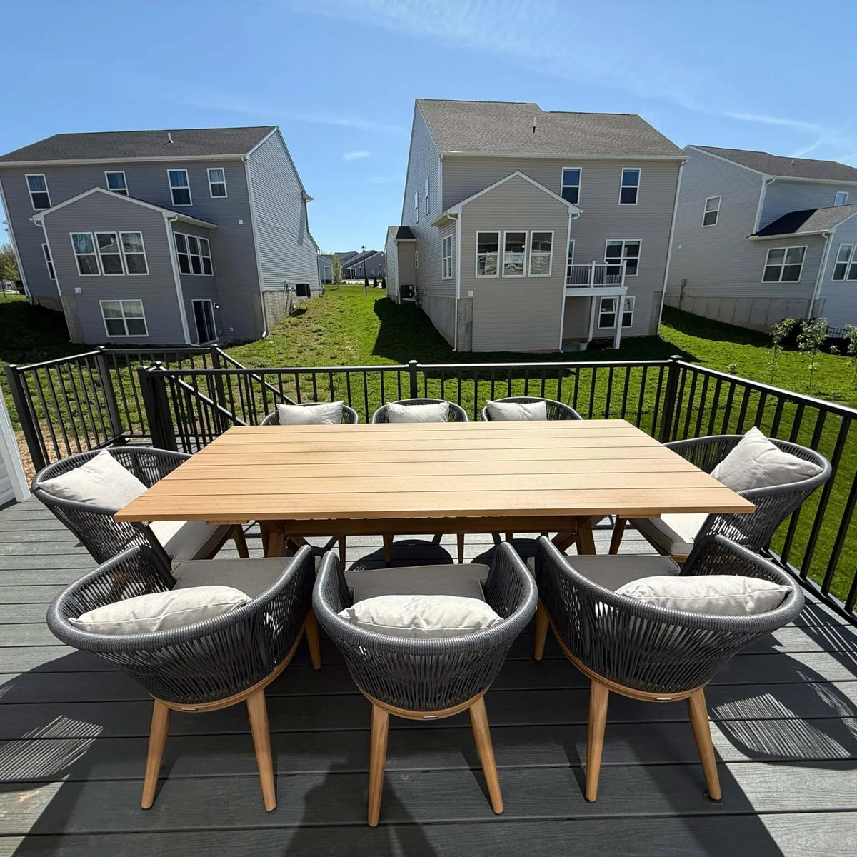 PURPLE LEAF Teak Patio Dining Set with Cushions and Pillow All-Weather Wicker Patio Table Set for Garden, Deck, and Yard