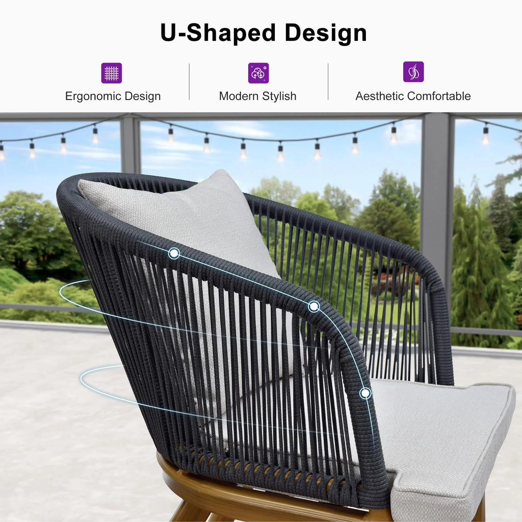 PURPLE LEAF Teak Patio Dining Set with Cushions and Pillow All-Weather Wicker Patio Table Set for Garden, Deck, and Yard