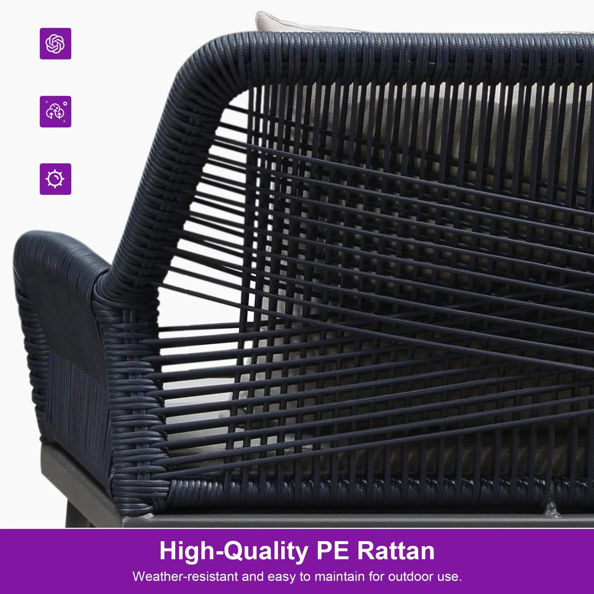 PURPLE LEAF Rivra 4-Piece Patio Conversation Set with Wicker Chairs and Thick Sofa Cushions for Garden