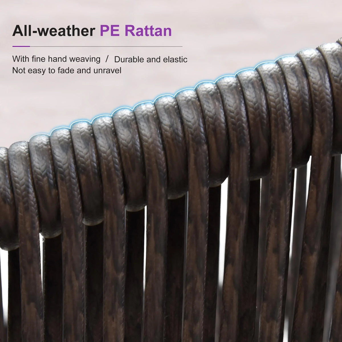 PURPLE LEAF Patio Dining Set with Sunbrella Fabric Cushions and Aluminum Table All-Weather Wicker Patio Table Set for Deck
