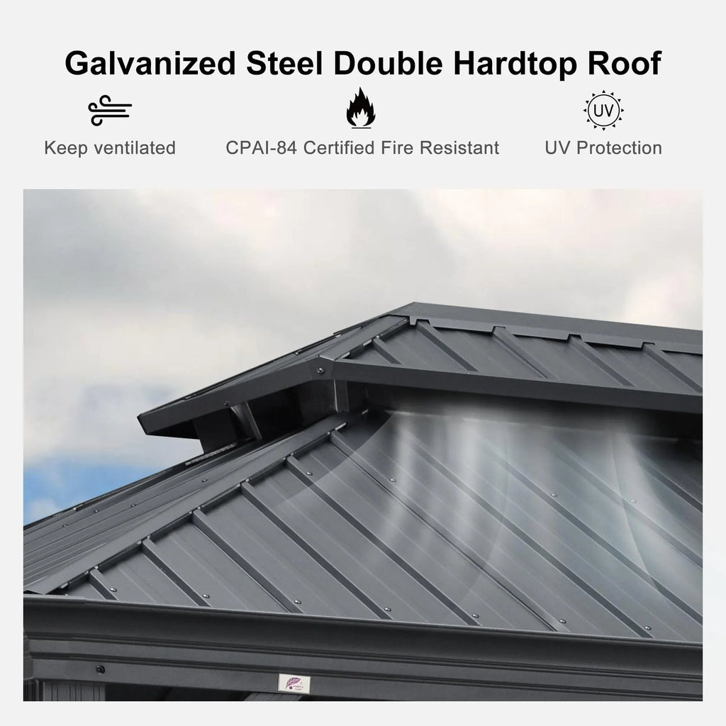 PURPLE LEAF Outdoor Metal Carport with Grey Steel Roof and Aluminum Frame Protective Shelter
