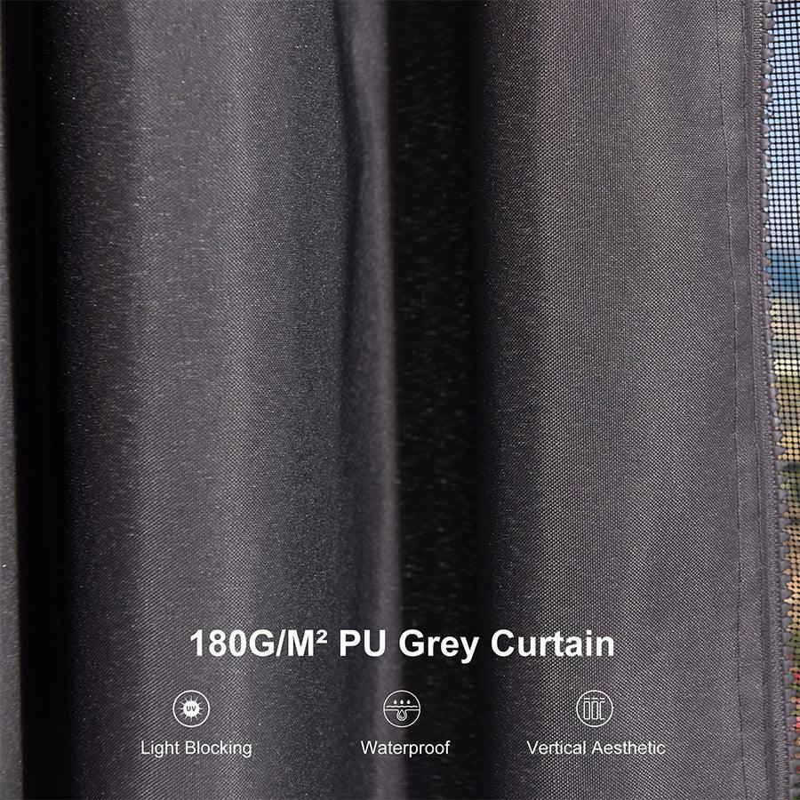PURPLE LEAF Modern Gazebo Grey Hardtop Galvanized Steel Double Roof White Aluminum Poles with Curtains and Netting with Lights-milky