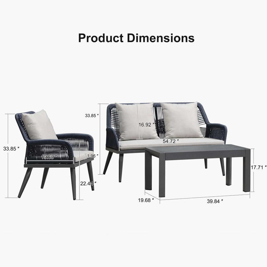 PURPLE LEAF Rivra 4-Piece Patio Conversation Set with Wicker Chairs and Thick Sofa Cushions for Garden