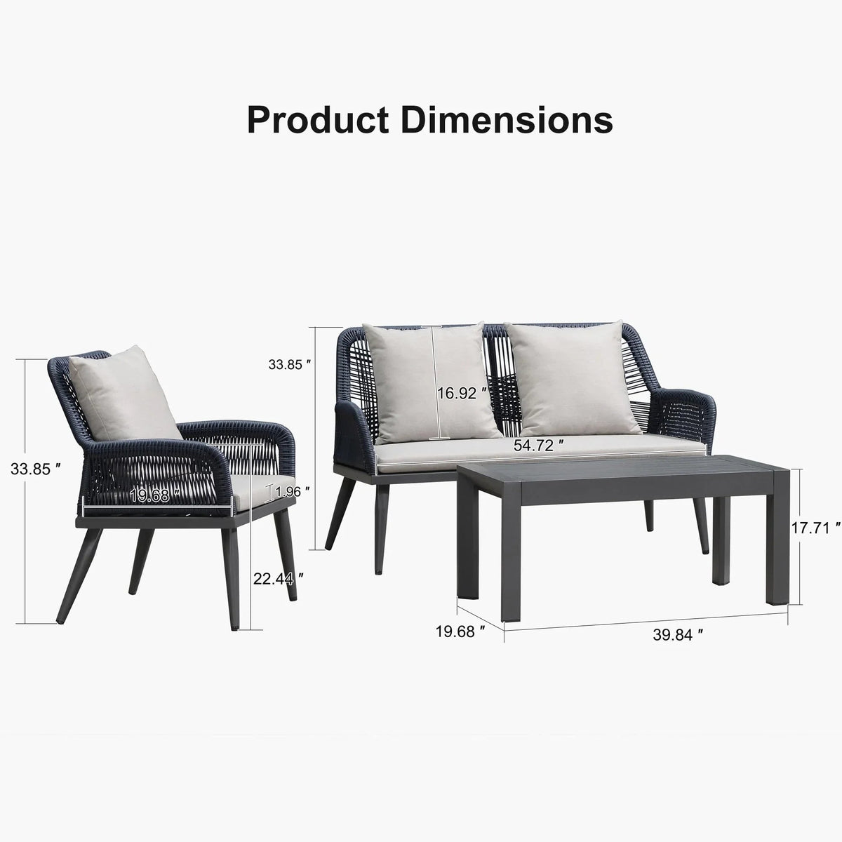PURPLE LEAF Rivra 4-Piece Patio Conversation Set with Wicker Chairs and Thick Sofa Cushions for Garden