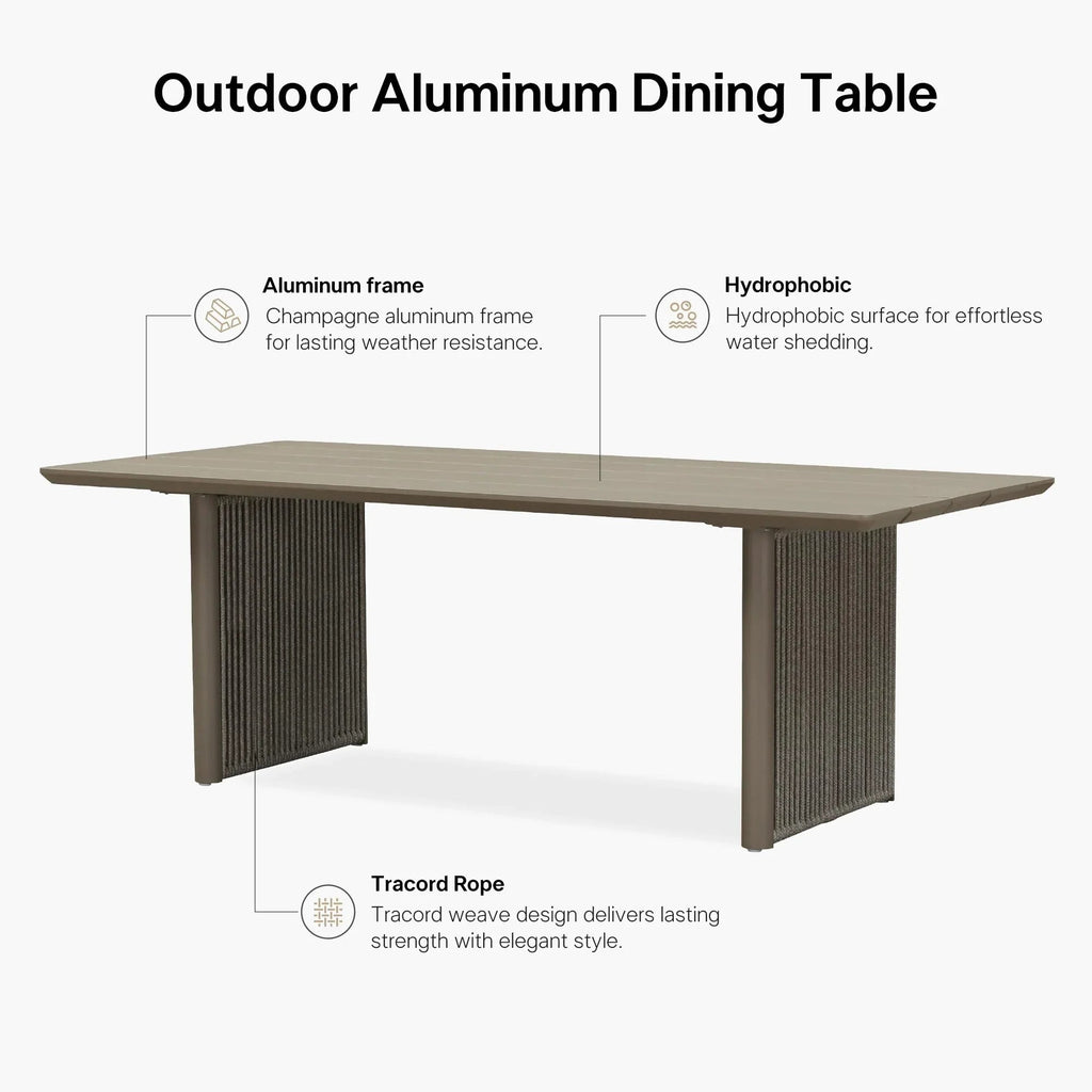 PURPLE LEAF Hailar Outdoor Dining Set for Family, Aluminum Outdoor Patio Table and Chairs Set with Olefin Cushions, Patio Furniture Set for Garden or Deck