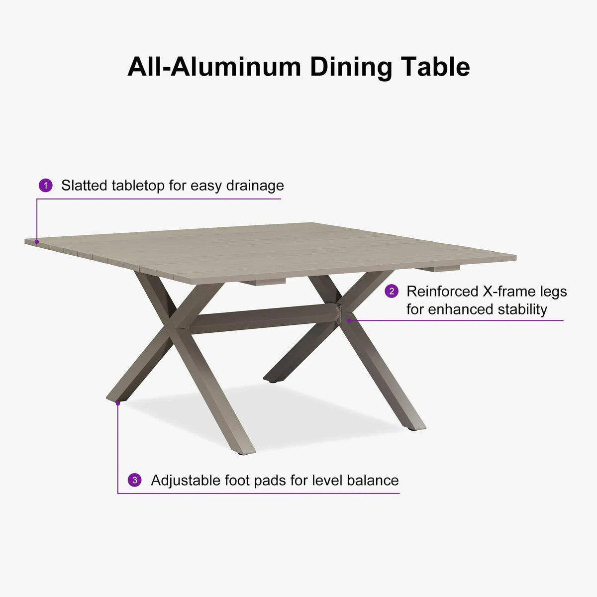 PURPLE LEAF Outdoor Dining Set All Weather Wicker Patio Dining Set with Rectangular Aluminum Table and Modern Armrest Dining Chairs for Garden Deck Backyard Kitchen