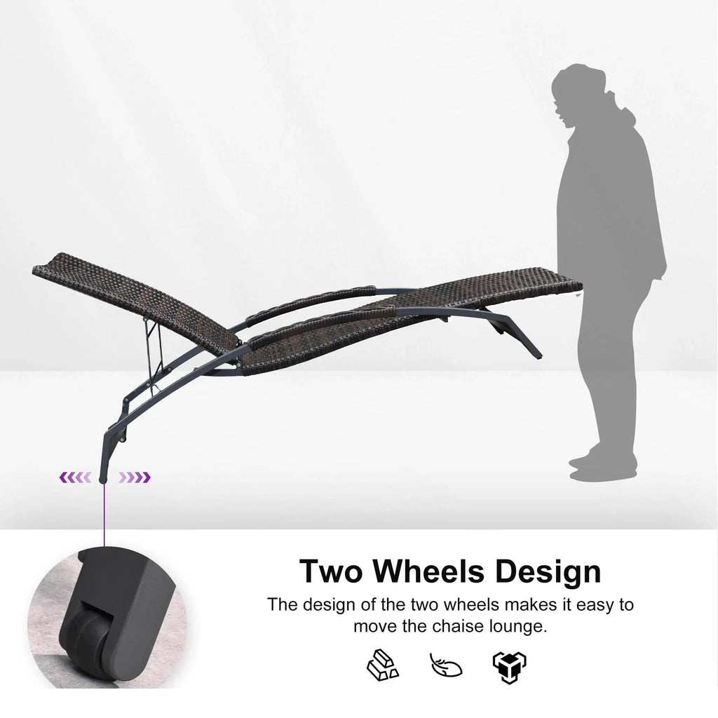 PURPLE LEAF Patio Chaise Lounge Chair Set of 2 Wicker Tanning Outdoor Pool Adjustable Recliner Chair for Outside Beach Poolside Sunbathing Lounger