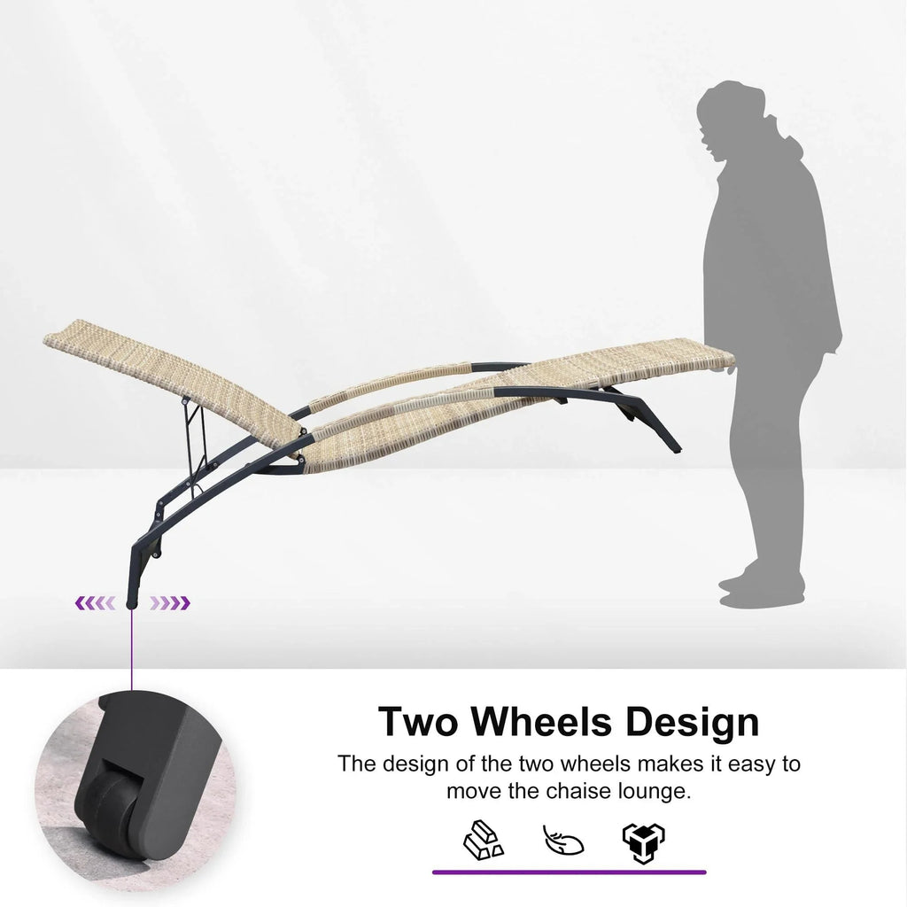 PURPLE LEAF Patio Chaise Lounge Chair Set of 2 Wicker Tanning Outdoor Pool Adjustable Recliner Chair for Outside Beach Poolside Sunbathing Lounger