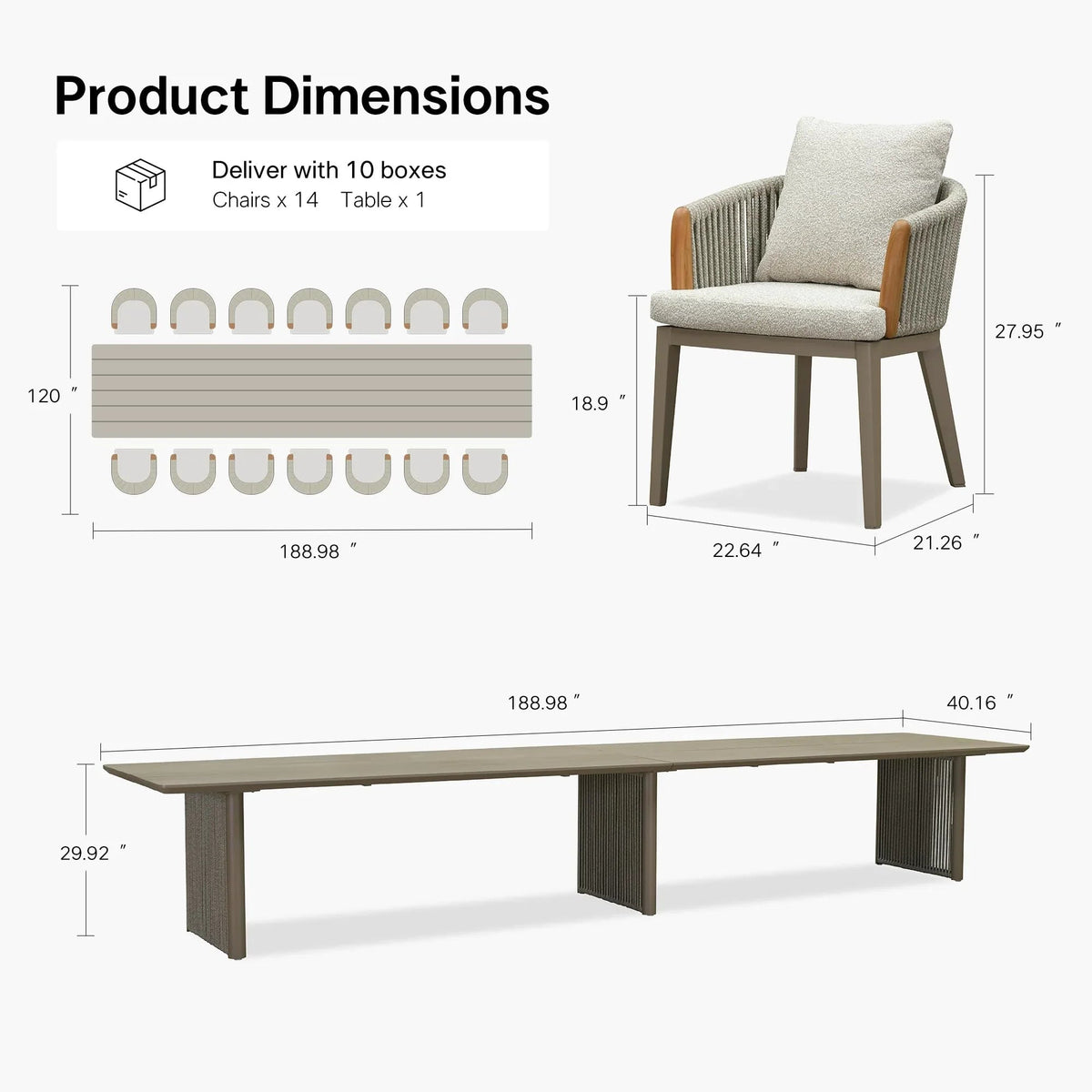 PURPLE LEAF Hailar Outdoor Dining Set for Family, Aluminum Outdoor Patio Table and Chairs Set with Olefin Cushions, Patio Furniture Set for Garden or Deck