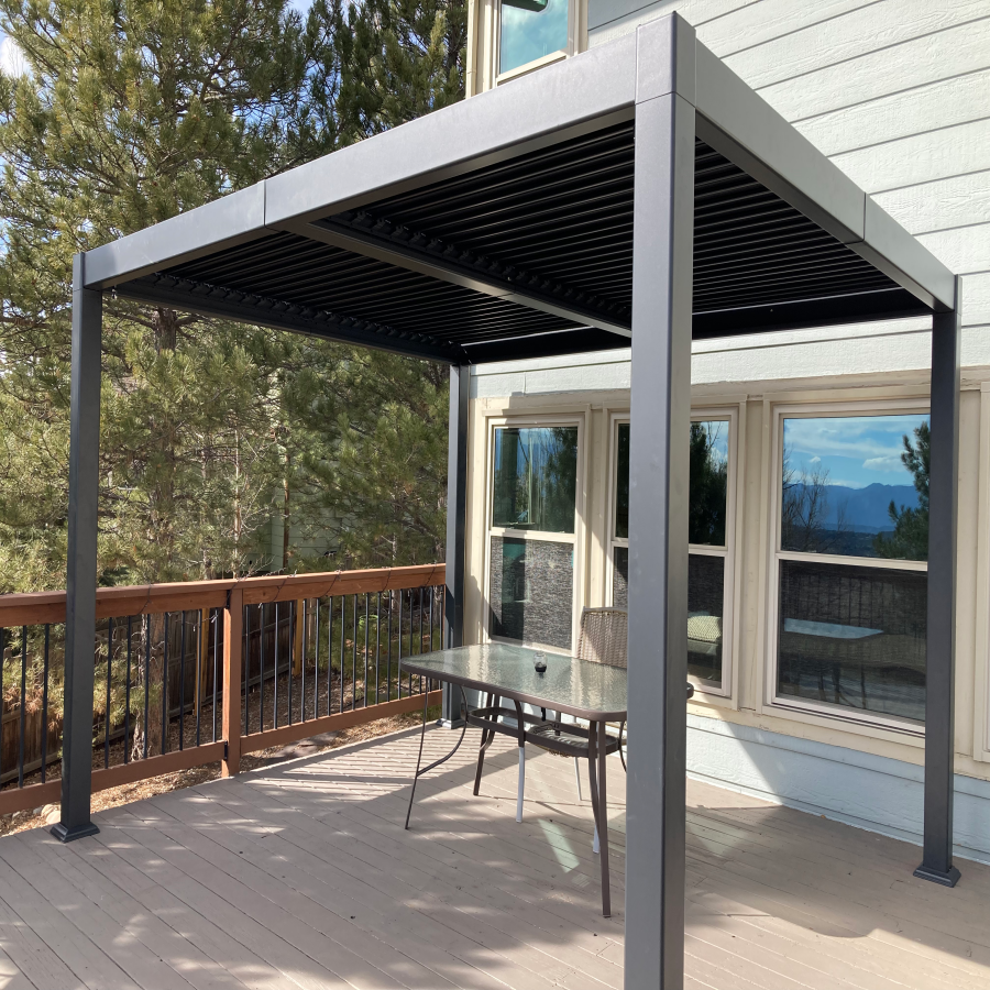 PURPLE LEAF Caesar Outdoor Louvered Pergola Patio Sun Shade Shelter with Adjustable Hardtop Patio Pergola Grey