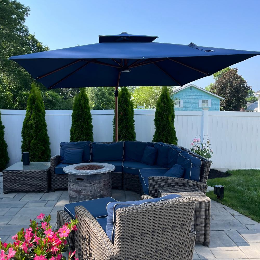 PURPLE LEAF SUNBRELLA Cantilever Umbrella Deluxe Wood Pattern Patio Umbrella