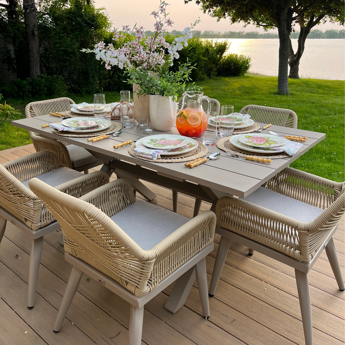 PURPLE LEAF Outdoor Dining Set All-Weather PE Rattan Outdoor Patio Furniture Set with Aluminum Frame