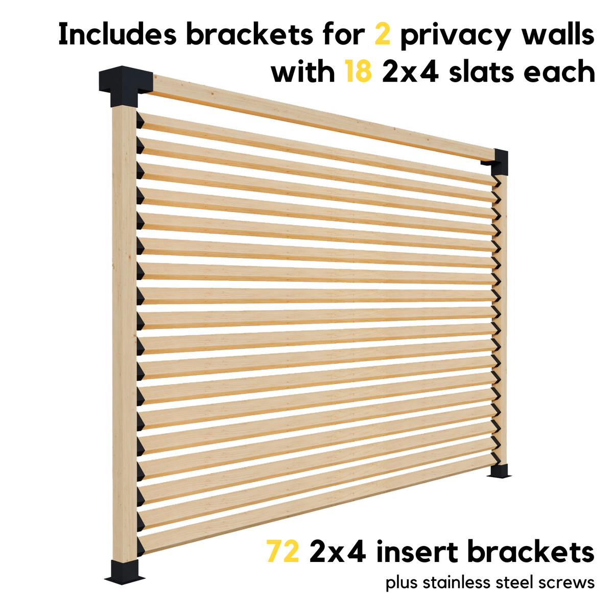 Kit for a Pergola With Side Privacy Walls