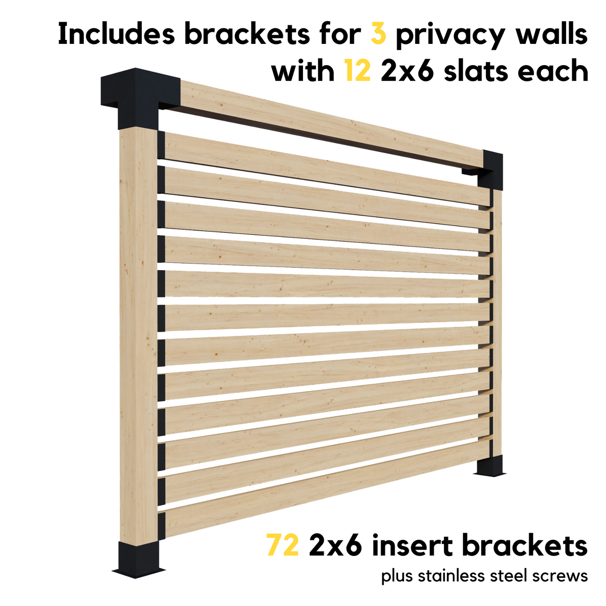 Bracket Kit for an Outdoor Wooden Pergola With Roof