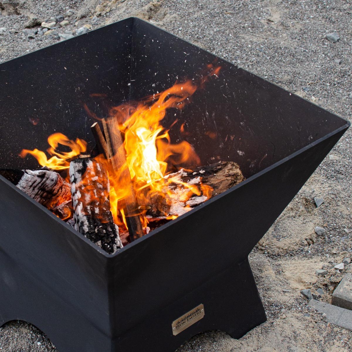 Iron Embers 24" Modern Cube Fire Pit Package with Spark Screen (No Door)