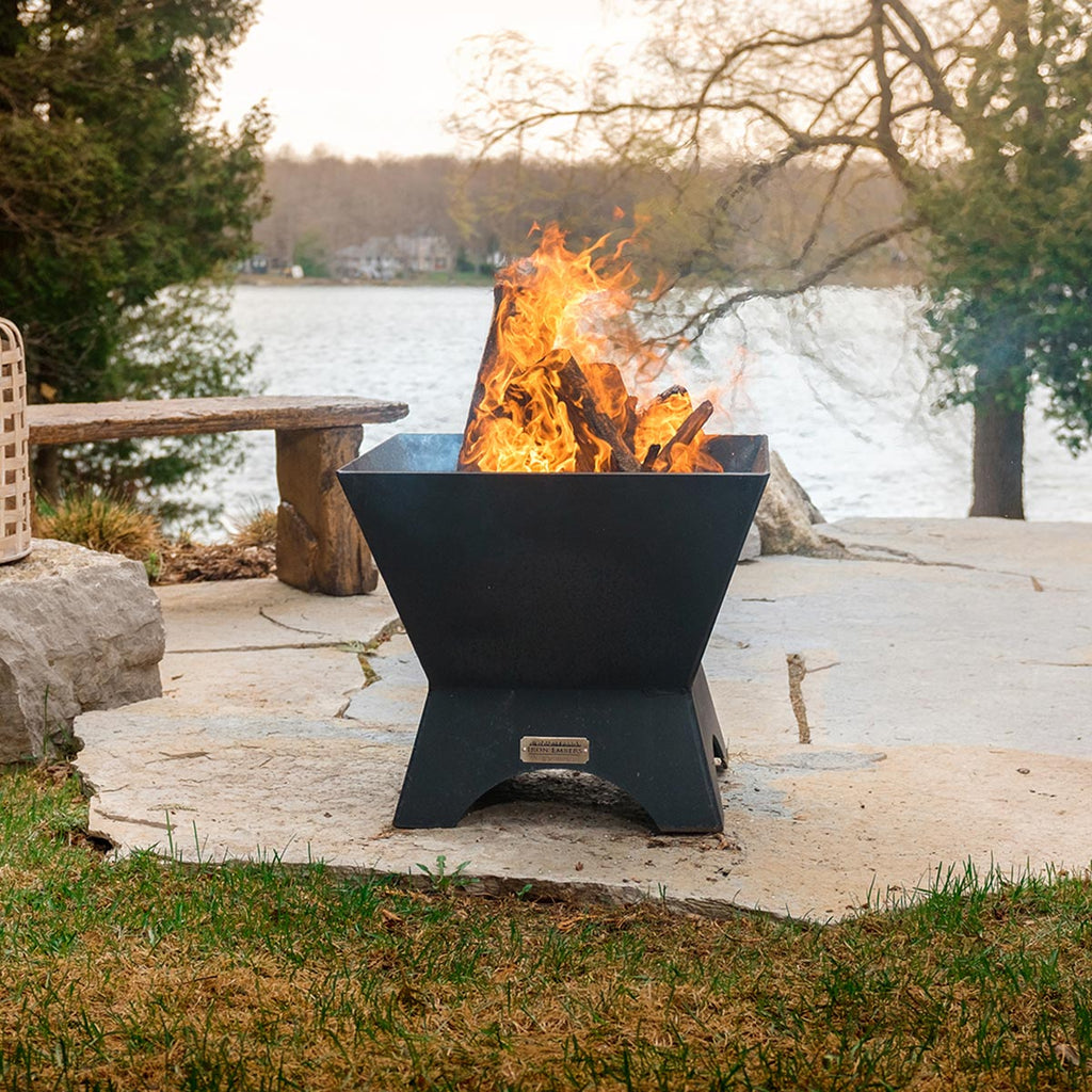 Iron Embers 24" Modern Cube Fire Pit Package with Spark Screen (No Door)