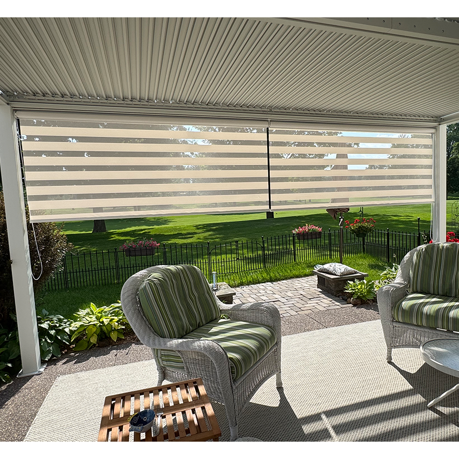 PURPLE LEAF Athena Louvered Pergola White Outdoor Aluminum Pergola with Roller Blind Adjustable Gazebo for Patio Deck Garden