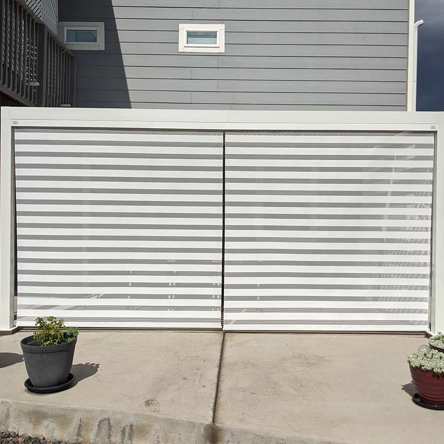 PURPLE LEAF Athena Louvered Pergola White Outdoor Aluminum Pergola with Roller Blind Adjustable Gazebo for Patio Deck Garden