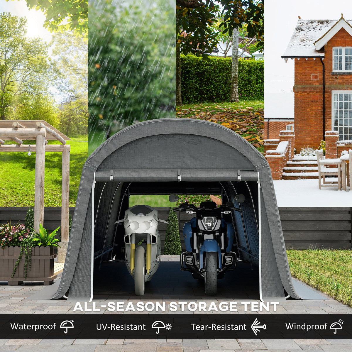 10' x 20' Portable Shed with Roll-up Zipper Door, Dark Grey