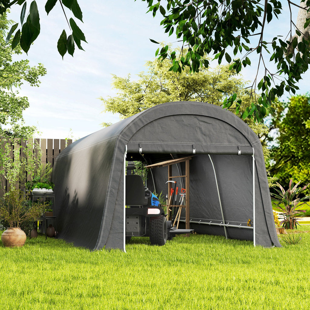 10' x 20' Portable Shed with Roll-up Zipper Door, Dark Grey