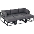 6pc Outdoor Patio Furniture Set with Daybed and Footstools, Grey
