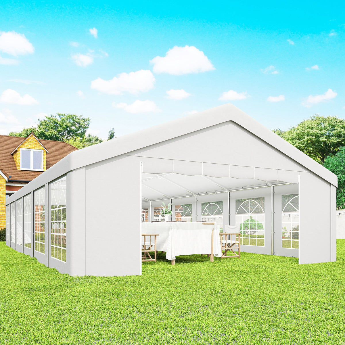 20' x 40' Heavy Duty Party Tent and Carport with 12 Sidewalls, White