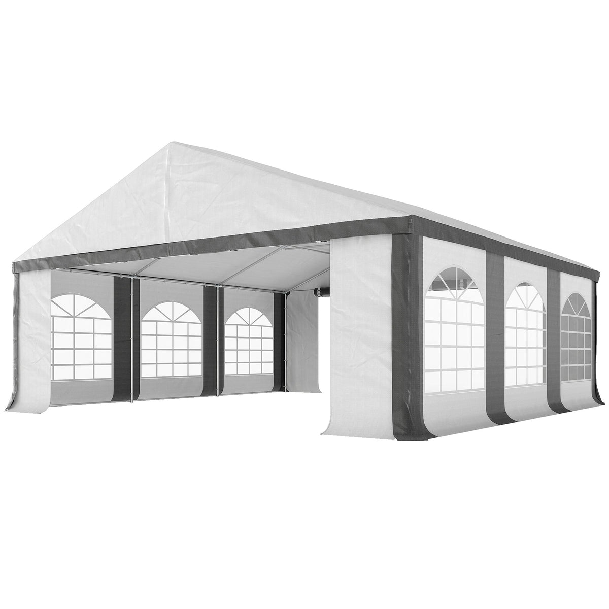 20' x 20' White & Gray Heavy-Duty Party Tent with Removable Walls, Double Doors