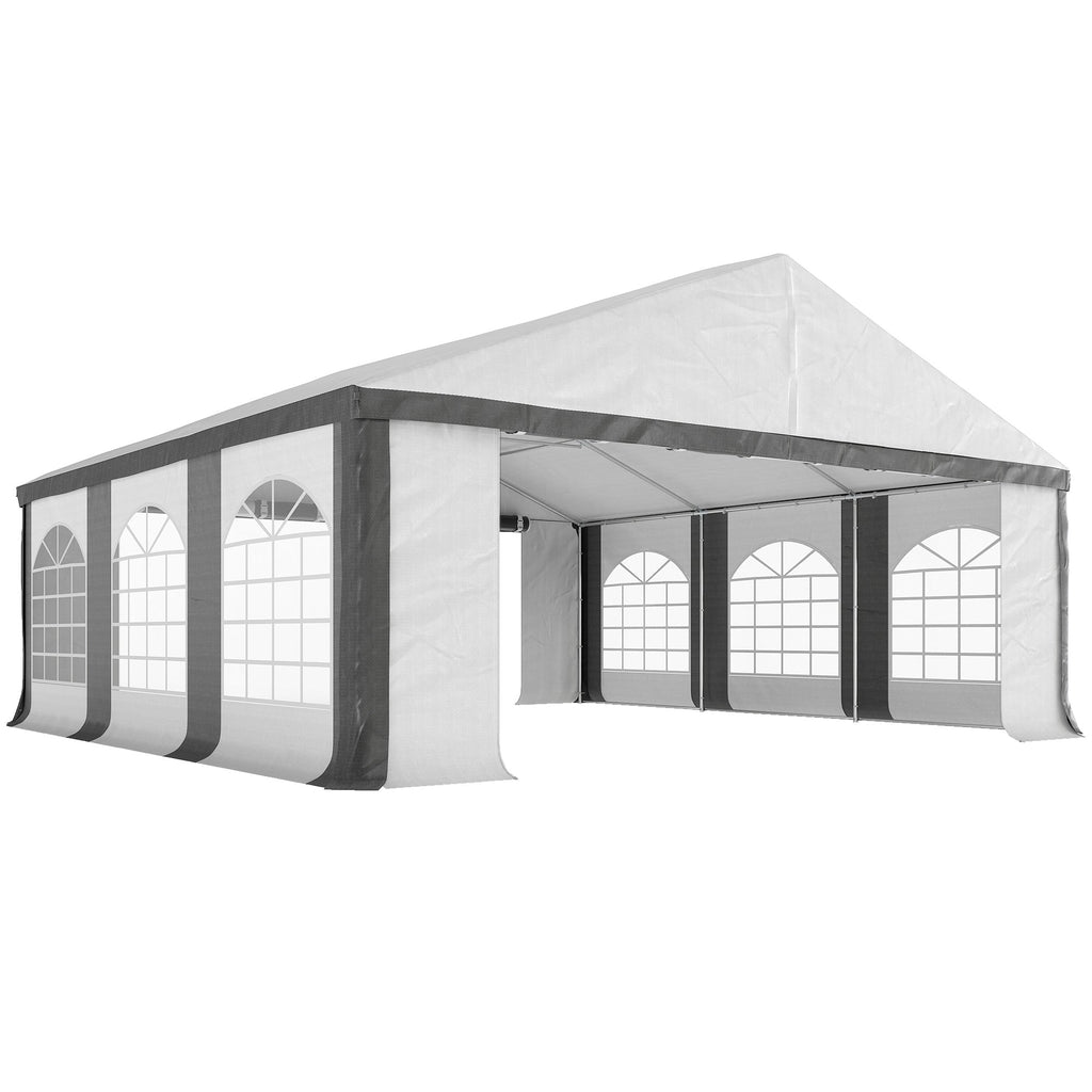 20' x 20' White & Gray Heavy-Duty Party Tent with Removable Walls, Double Doors