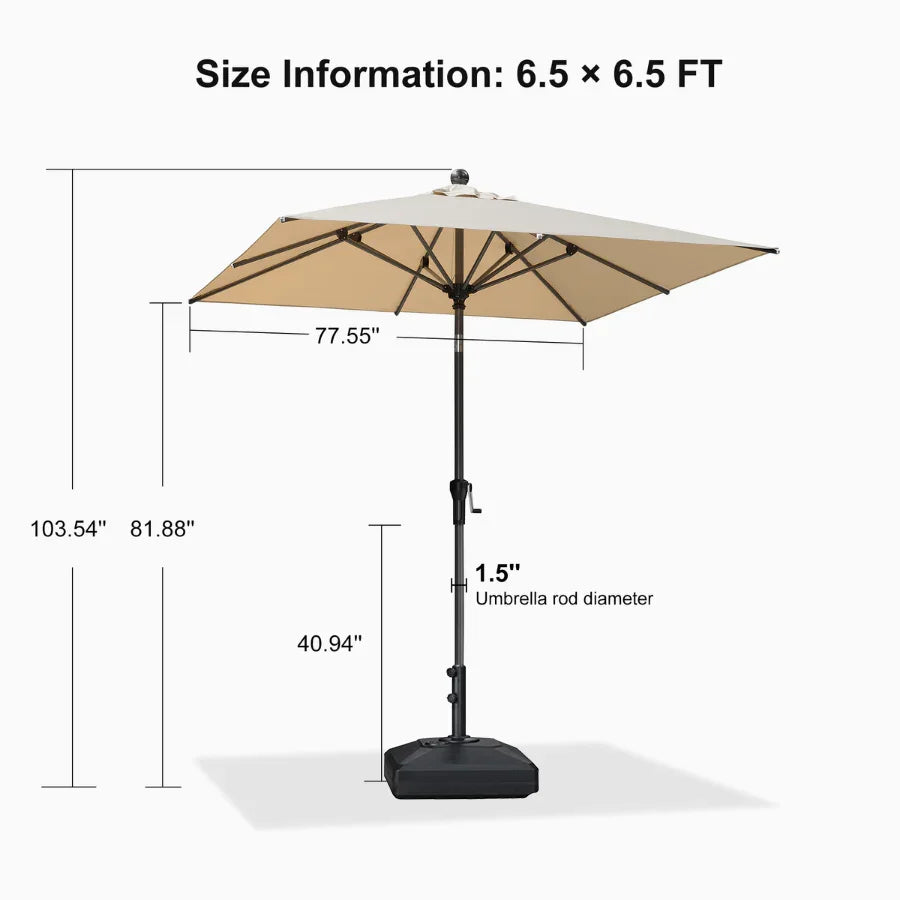 PURPLE LEAF Crank and Tilt Rectangular Outdoor Patio Market Umbrella with Base